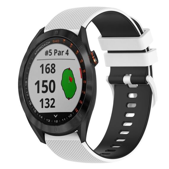 Per Garmin Approach S40 Cinturino in silicone bicolore a scacchi da 20 mm (bianco + nero)