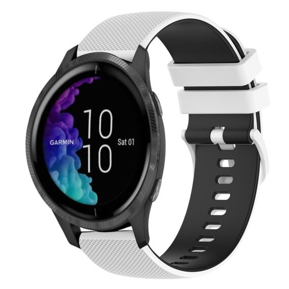 Per cinturino in silicone a due colori a scacchi da 20 mm Garmin Venu (bianco + nero)