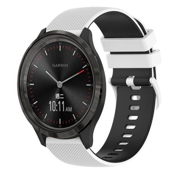 Per GarminMove 3 Cinturino in silicone bicolore a scacchi da 20 mm (bianco + nero)