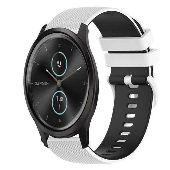 Per Garmin VivoMove Style 20mm Cinturino in silicone bicolore a scacchi (bianco + nero)