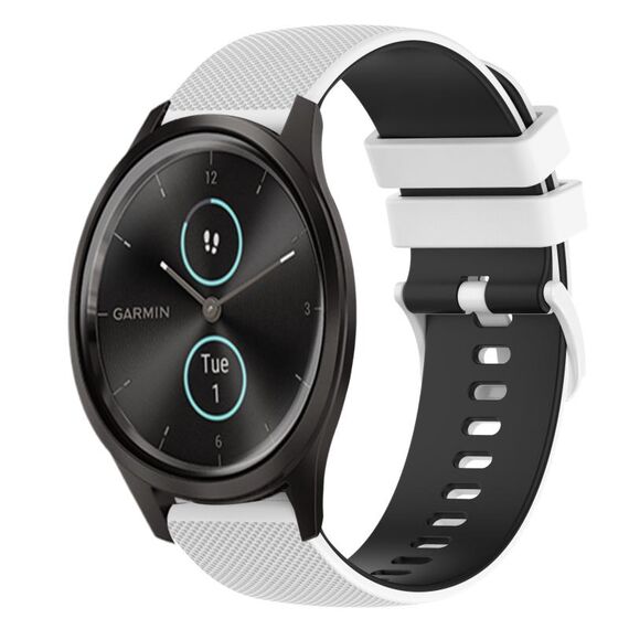 Per Garmin GarminMove Style 20mm Cinturino in silicone bicolore a scacchi (bianco + nero)