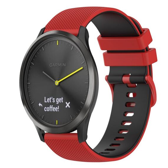 Per Garmin Vivomove HR Sport Cinturino in silicone bicolore a scacchi da 20 mm (rosso + nero)