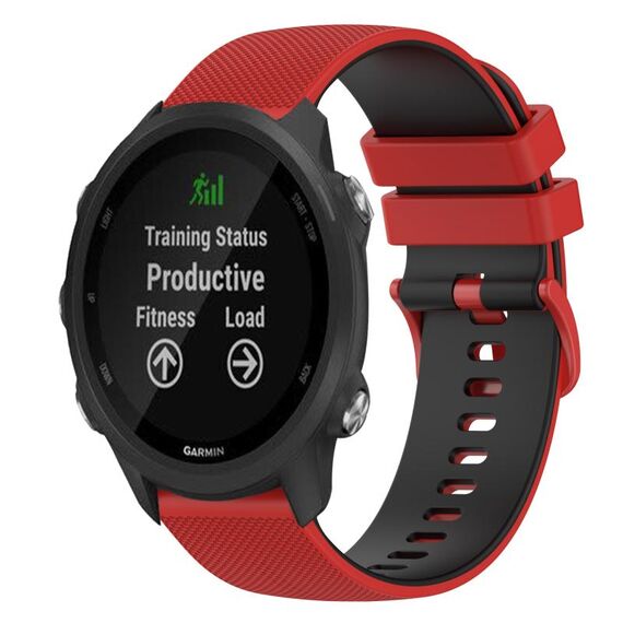 Per Garmin Forerunner 245 Cinturino in silicone bicolore a scacchi da 20 mm (rosso + nero)