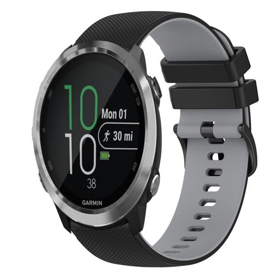 Per Garmin Forerunner 645 Cinturino in silicone bicolore a scacchi da 20 mm (nero + grigio)