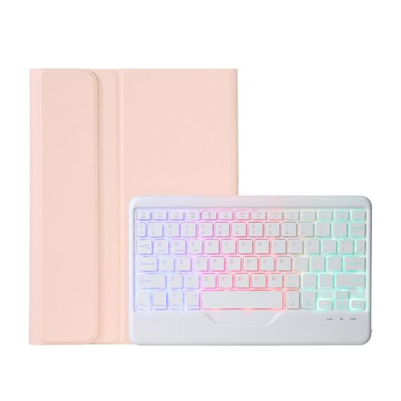Custodia in pelle per tastiera Bluetooth ultrasottile con struttura in pelle di agnello OP11-BS con retroilluminazione per pad OPPO 11 pollici (rosa)