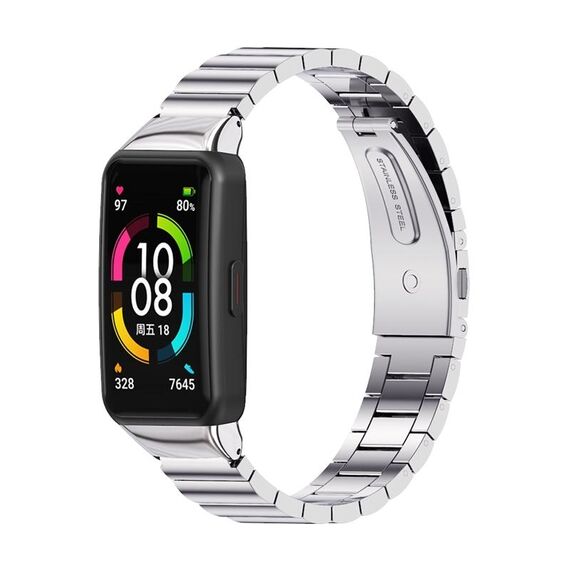 Per Huawei Band 6 / Honor Band 6/7 Mijobs Cinturino per orologio in metallo in acciaio inossidabile di bambù (argento)