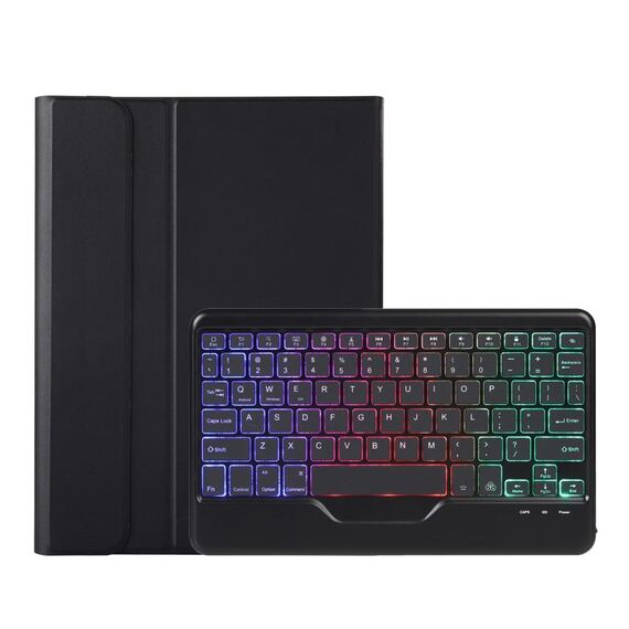 OP12-BS Pelle di agnello Texture Custodia in pelle ultrasottile con tastiera Bluetooth con retroilluminazione per OPPO Pad Air 10,4 pollici (nero)