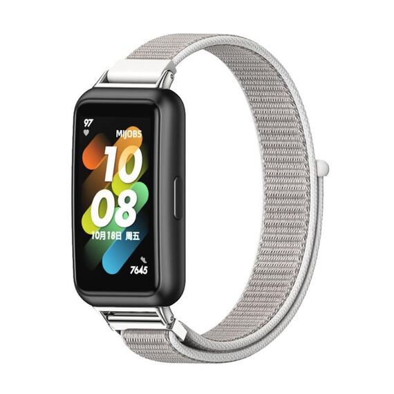 Per Huawei Band 7/7 NFC Mijobs Cinturino in nylon traspirante (conchiglia d'argento)