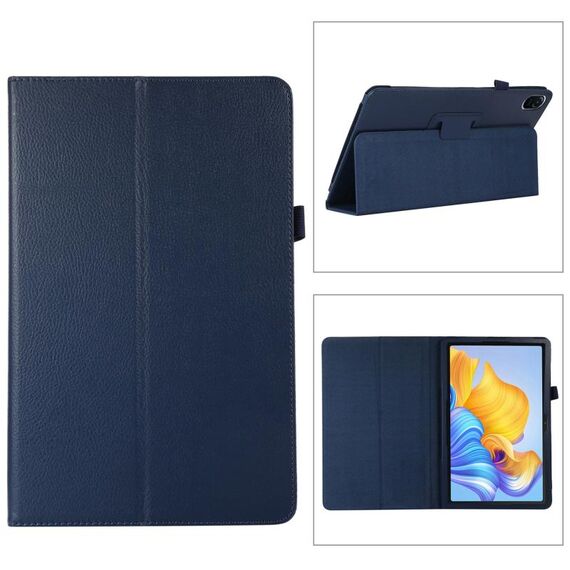 Custodia per tablet in pelle con texture Litchi per Honor Pad 8 con supporto (blu scuro)
