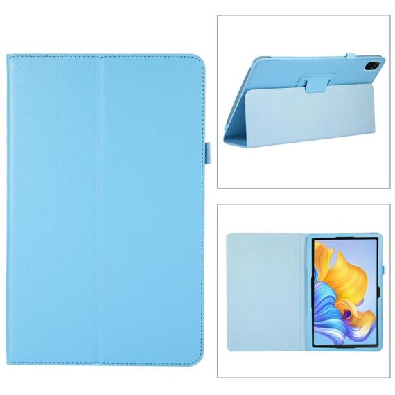 Custodia per tablet in pelle con texture litchi per Honor Pad 8 con supporto (azzurro)