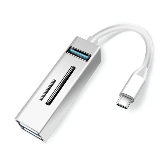 15102 5 in 1 USB-C / Type-C a USB3.0 + Adattatore HUB per lettore di schede SD / TF (argento)
