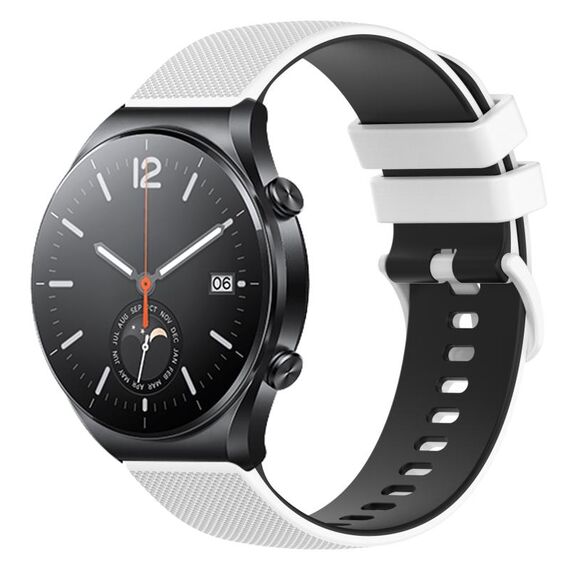 Per Xiaomi Watch S1 Cinturino per orologio in silicone bicolore a scacchi da 22 mm (bianco + nero)