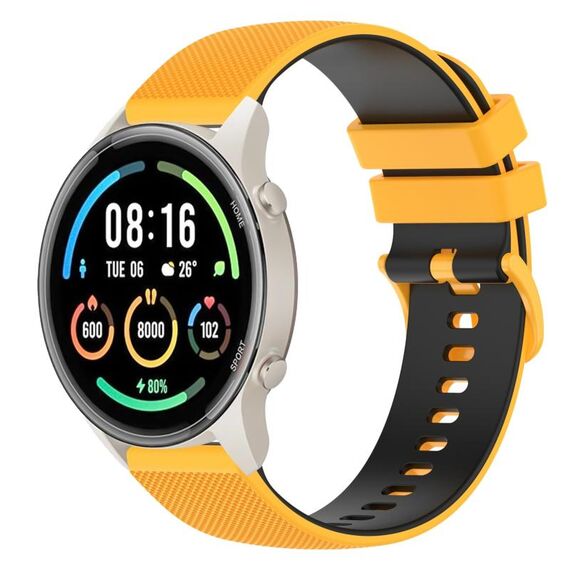 Per Xiaomi Watch Sport 22mm Cinturino in silicone bicolore a scacchi (giallo + nero)