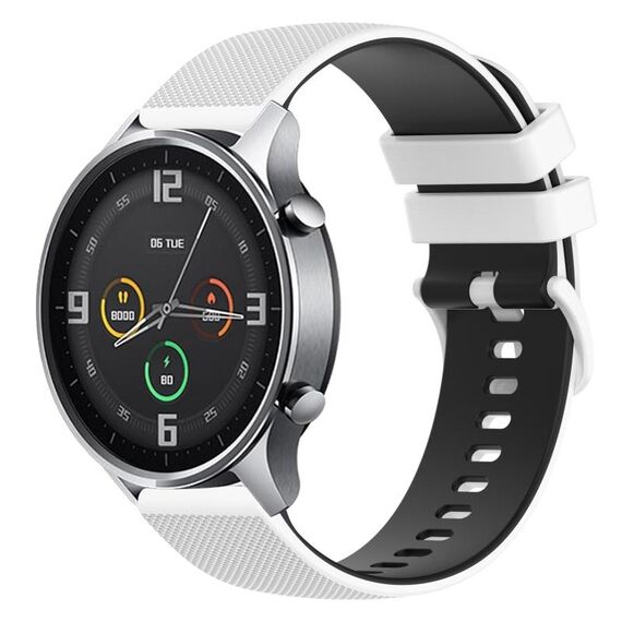 Per Xiaomi Watch Color 22mm Cinturino in silicone bicolore a scacchi (bianco + nero)