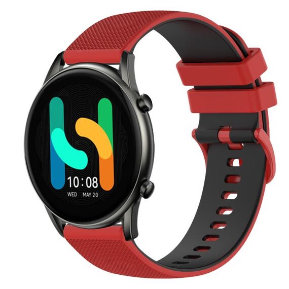 Per Xiaomi Haylou RT2 LS10 Cinturino in silicone bicolore a scacchi da 22 mm (rosso + nero)