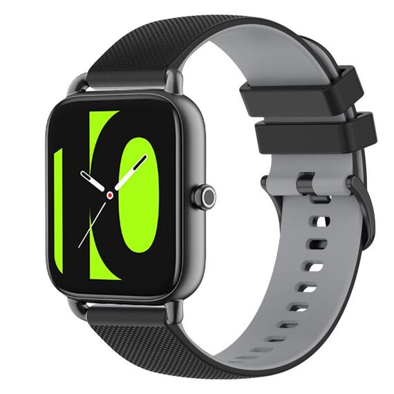 Per Xiaomi Haylou RS4 LS12 Cinturino in silicone bicolore a scacchi da 22 mm (nero + grigio)