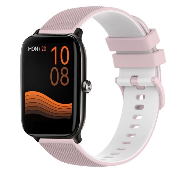 Per Xiaomi Haylou GST LS09B Cinturino per orologio in silicone bicolore a scacchi da 22 mm (rosa + bianco)