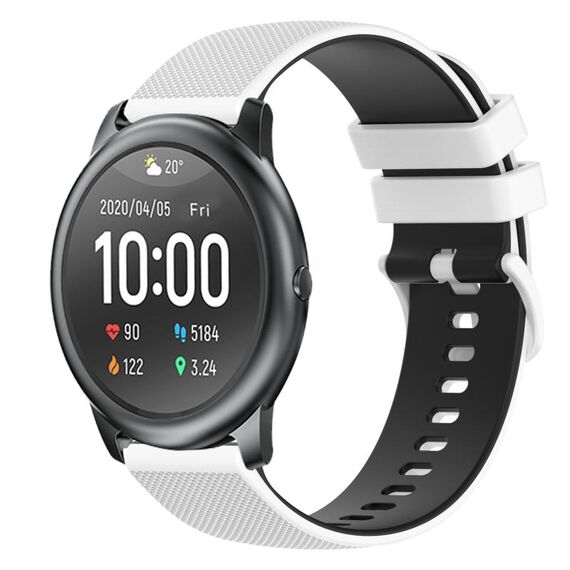 Per Xiaomi Haylou RT LS05S Cinturino per orologio in silicone bicolore a scacchi da 22 mm (bianco + nero)