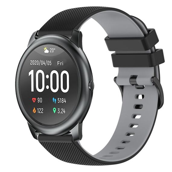 Per Xiaomi Haylou RT LS05S Cinturino per orologio in silicone bicolore a scacchi da 22 mm (nero + grigio)