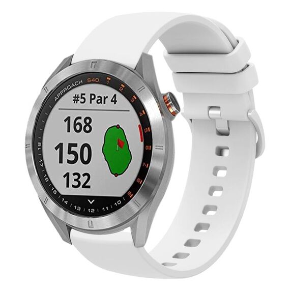 Per Garmin Approach S40 20mm Cinturino in silicone morbido a tinta unita (bianco)