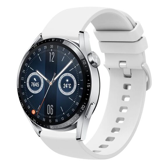 Per Huawei Watch GT3 42mm 20mm Cinturino in silicone morbido a tinta unita (bianco)