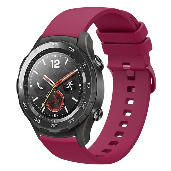 Per Huawei Watch 2 Cinturino per orologio in silicone morbido a tinta unita da 20 mm (rosso vino)