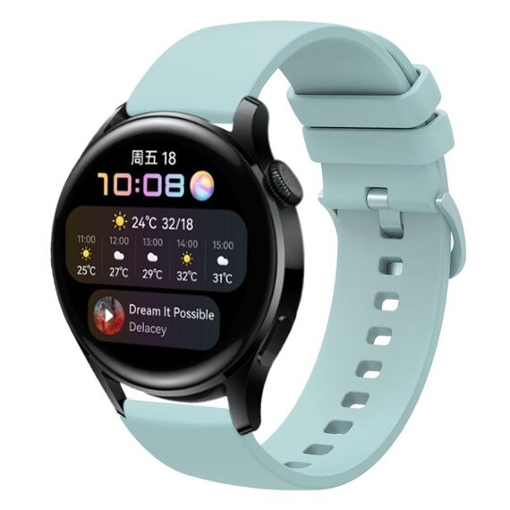 Per Huawei Watch 3 Cinturino per orologio in silicone morbido a tinta unita da 22 mm (verde zaffiro)