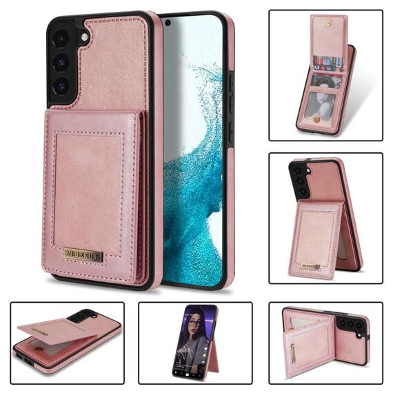 Per Samsung Galaxy S22 + 5G N.Bekus Vertical Flip Card Slot RFID Phone Case (oro rosa)