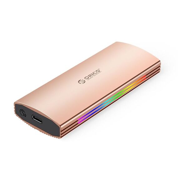 ORICO M2R2-G2-RG 10 Gbps Multi-Color Glowing RGB Gaming Style M.2 NVMe SSD Enclosure (Oro)
