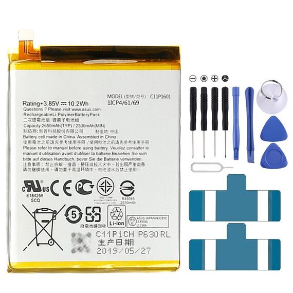 C11P1601 2650mAh per la sostituzione della batteria ai polimeri di litio ASUS Zenfone 3
