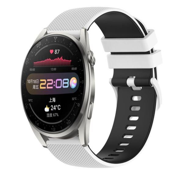 Per Huawei Watch 3 Pro 22mm Cinturino in silicone bicolore a scacchi (bianco + nero)
