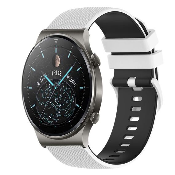Cinturino per orologio in silicone bicolore a scacchi da 22 mm per Huawei GT2 Pro (bianco + nero)