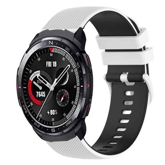 Cinturino per orologio in silicone bicolore a scacchi da 22 mm For Honor Watch GS Pro (bianco + nero)