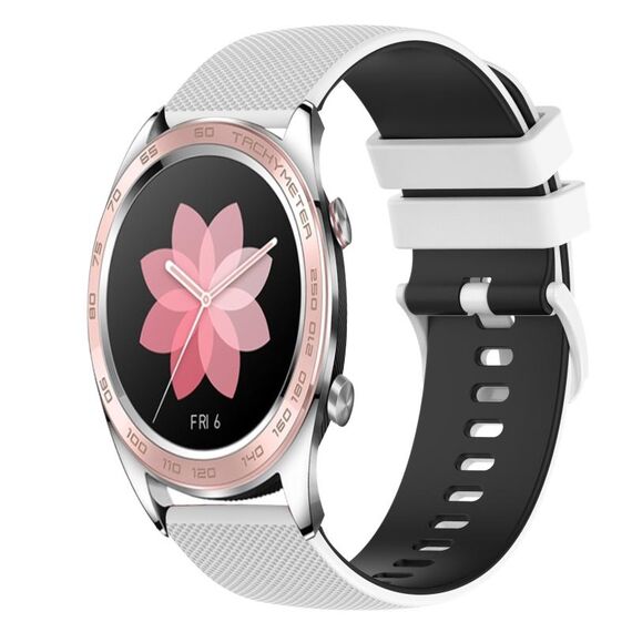 For Honor Watch Dream 22mm Cinturino in silicone bicolore a scacchi (bianco + nero)