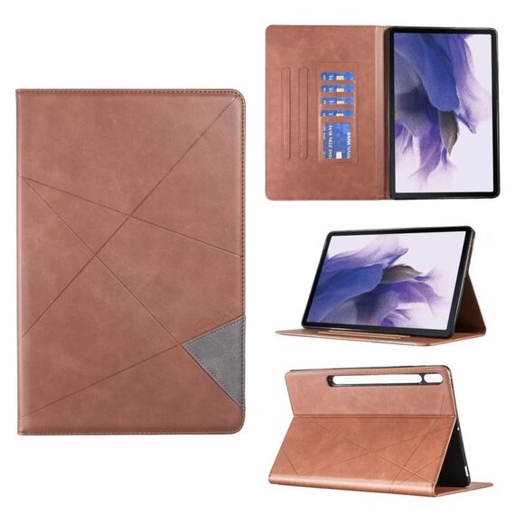 Per Samsung Galaxy Tab S7 FE/Tab S7+/Tab S8+ Custodia per tablet in pelle prismatica (marrone)