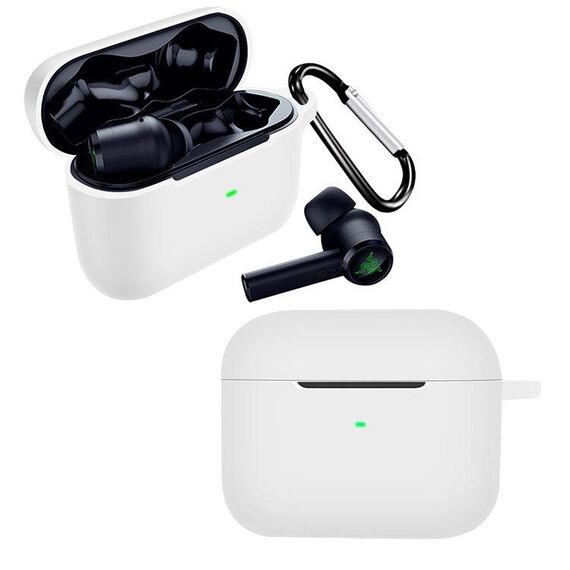 Per RAZER Hammerhead True Wireless Pro Pure Color Bluetooth Auricolare Custodia protettiva in silicone morbido con gancio (bianco)