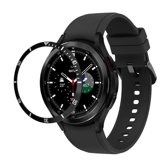 Per Samsung Galaxy Watch 46mm Anello con castone in acciaio inossidabile Water Ghost (nero)