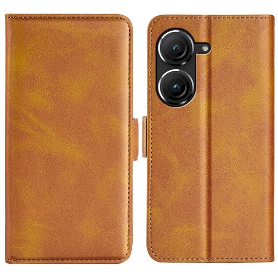 Per Asus Zenfone 9 Custodia per telefono in pelle a vibrazione orizzontale con fibbia magnetica a doppio lato (giallo)