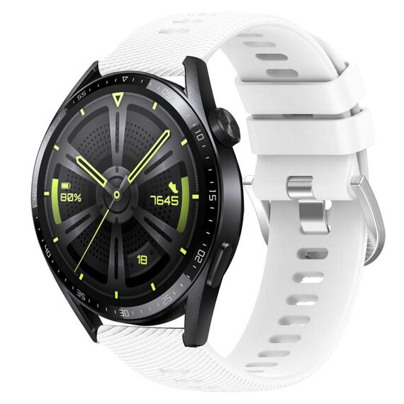 Per Huawei Watch GT3 46mm 22mm Cinturino in silicone morbido a tinta unita (bianco)