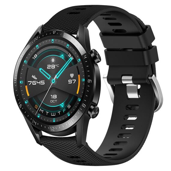 Per Huawei GT2 46mm 22mm Cinturino in silicone morbido a tinta unita (nero)