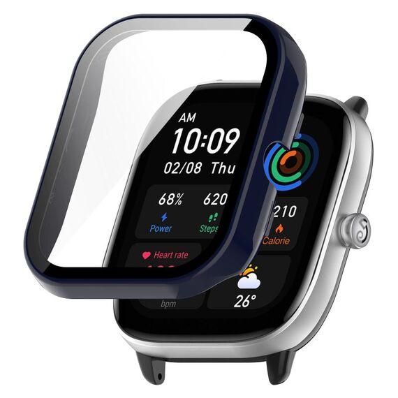 Custodia per orologio protettiva completamente chiusa per Amazfit GTS 4 Mini PC con pellicola rinforzata (blu inchiostro)