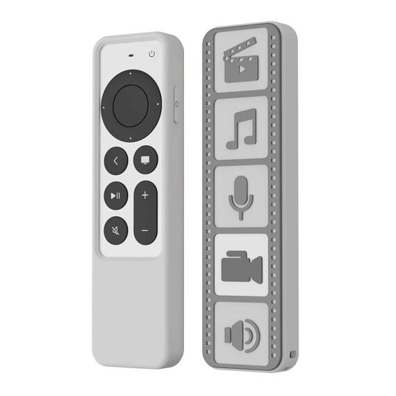 Telecomando in silicone Custodia protettiva antiscivolo impermeabile per Apple TV 4K 2021 (grigio bianco)