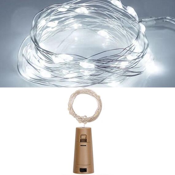 2 PCS LED Wine Cork Natale luci decorative della stringa, spec: 2m 20 luci (bianco)