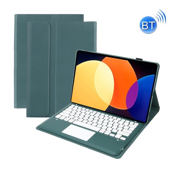 A0N4-A Custodia in pelle per tablet con tastiera Bluetooth staccabile in TPU con motivo a pecora con touchpad per Xiaomi Pad 5 Pro 12.4 (verde scuro)