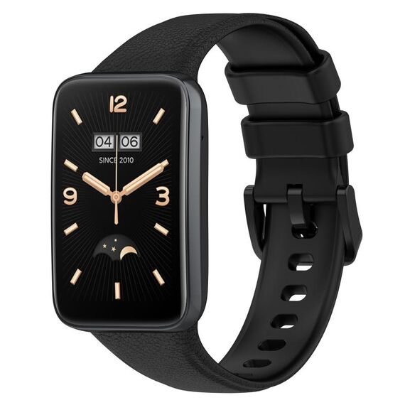 Per cinturino in pelle Xiaomi Mi Band 7 Pro Litchi Texture (nero)