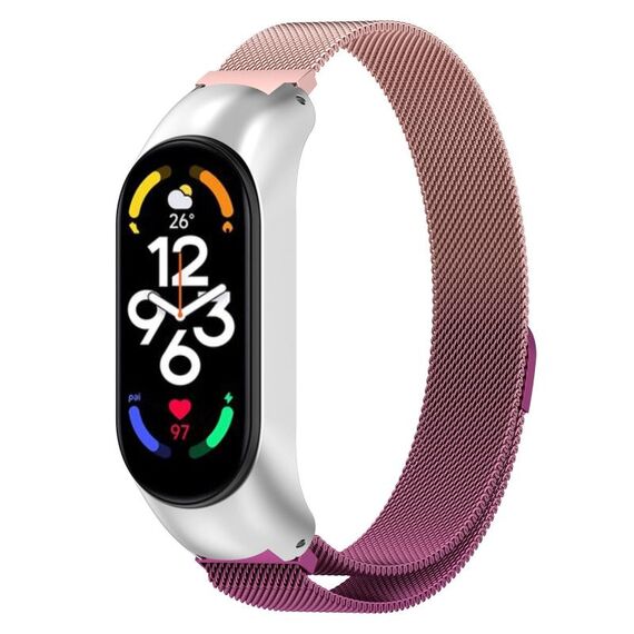 Per Xiaomi Mi Band 7 / 7NFC Cinturino in metallo in acciaio inossidabile di Milano (rosa + viola)