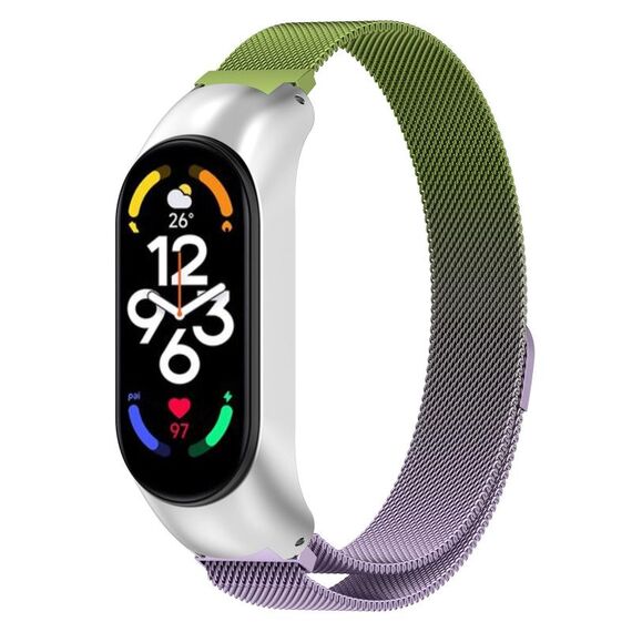 Per Xiaomi Mi Band 7 / 7NFC Cinturino in acciaio inossidabile in metallo Milano (verde + viola)