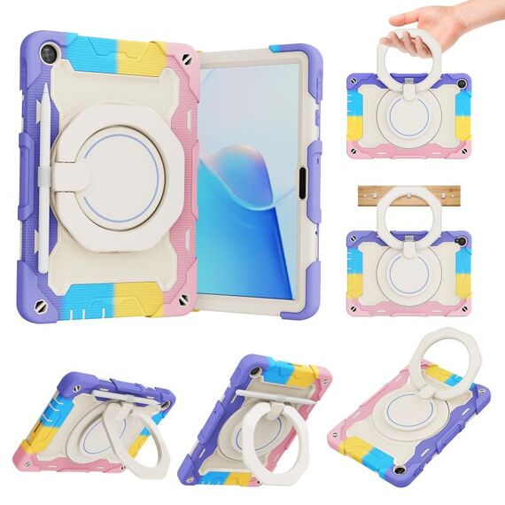 Per Huawei MatePad T 10s / T10 Armatura Colore a contrasto Custodia in silicone + PC Tablet (rosa arcobaleno)