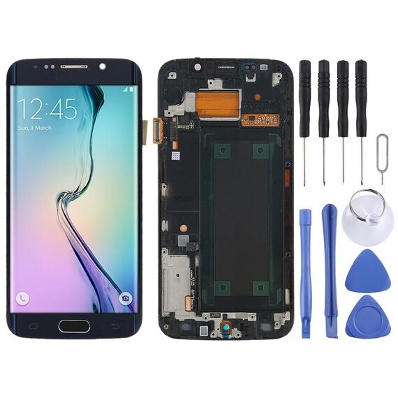Schermo LCD originale Super AMOLED per Samsung Galaxy S6 Edge SM-G925F digitalizzatore assemblaggio completo con cornice (nero)