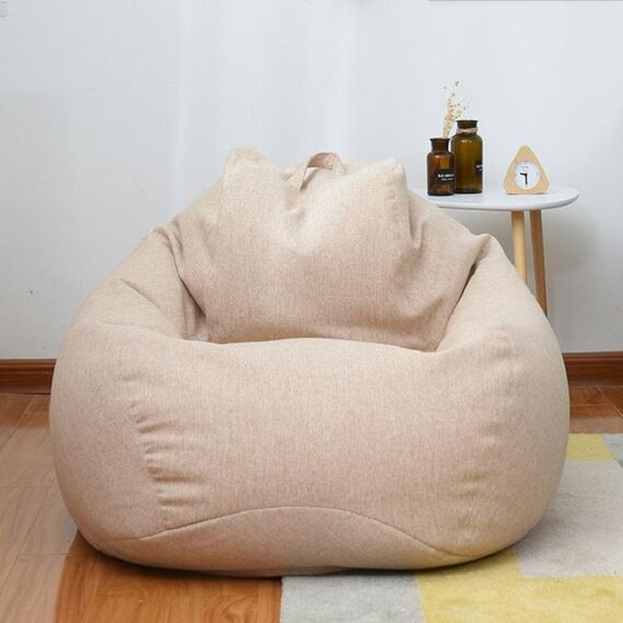 Fodera in tessuto per sedia a sacco per divano pigro, dimensioni: 90x110 cm (cachi chiaro)